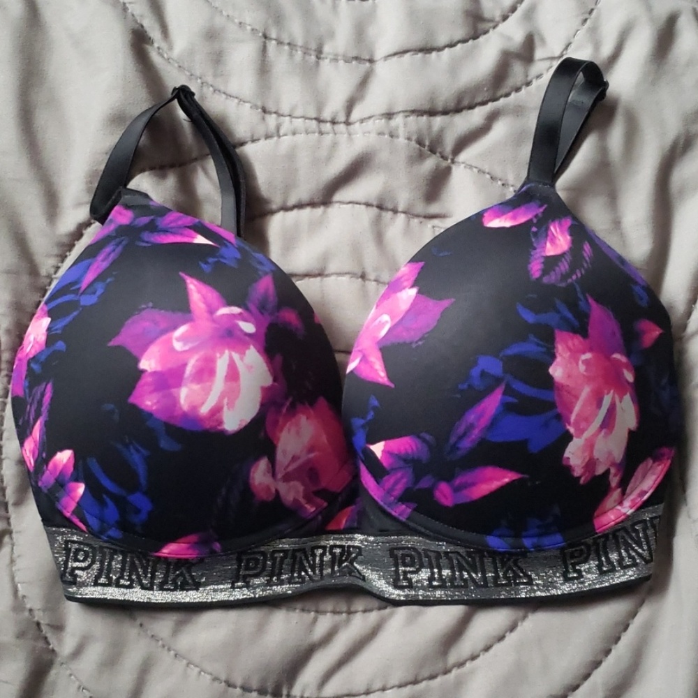 Pink  no wire flower bra.